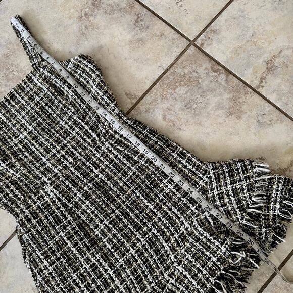 Aqua Metallic Tweed Square Neck Dress size Small Cocktail Date Night Academia - Picture 6 of 11